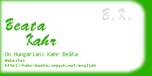 beata kahr business card